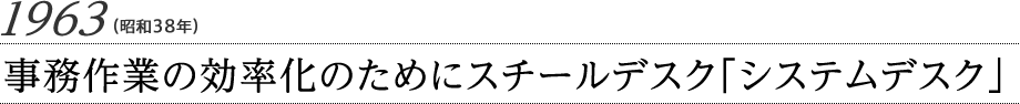 1963（昭和38年）事務作業の効率化のためにスチールデスク「システムデスク」