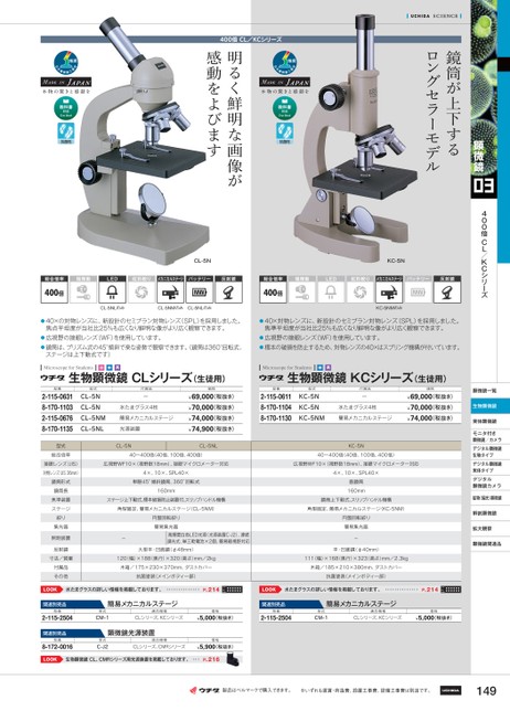 安い モデル [ウチダ]生物顕微鏡 ＫＬシリーズ 50～300倍○ブルーorピンク 86152147－2148532P17Sep16 顕微鏡 