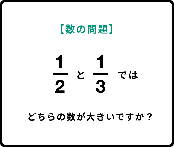【数の問題】1/2と1/3ではどちらの数が大きいですか？
