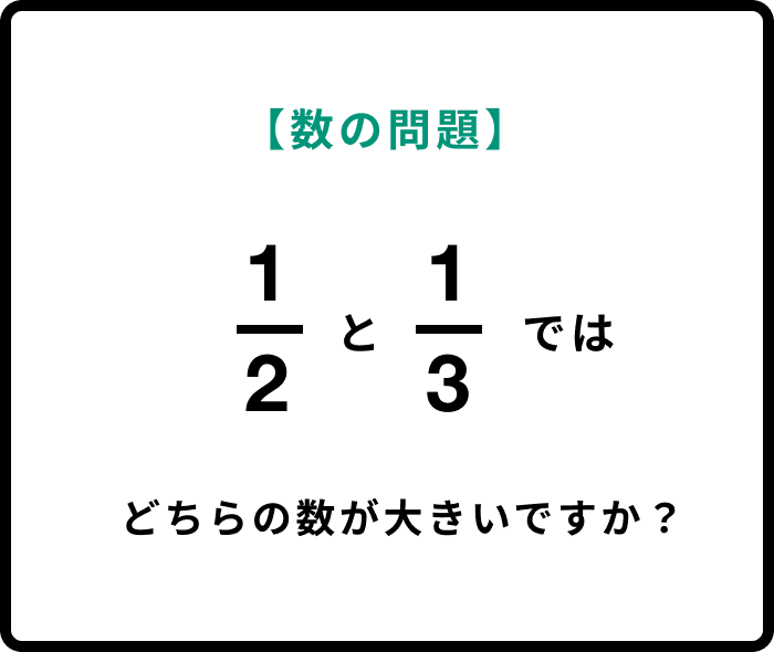 【数の問題】1/2と1/3ではどちらの数が大きいですか?
